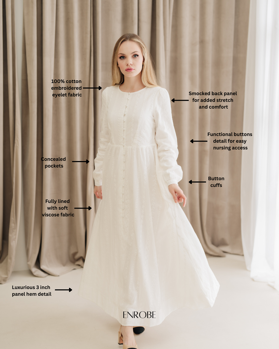 Amal Embroidered Cotton Maxi Dress - White