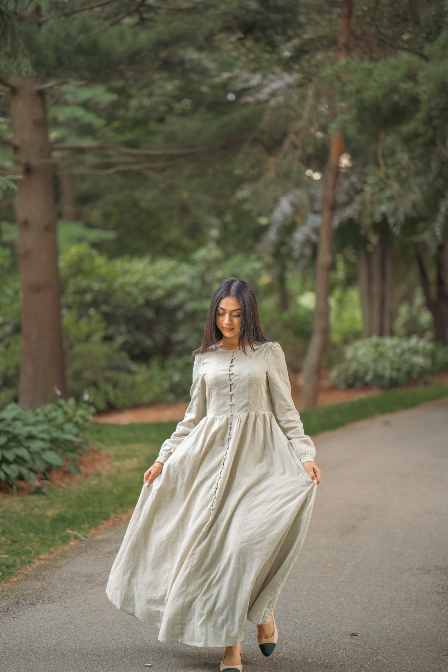 Amal Embroidered Cotton Maxi Dress - Sage
