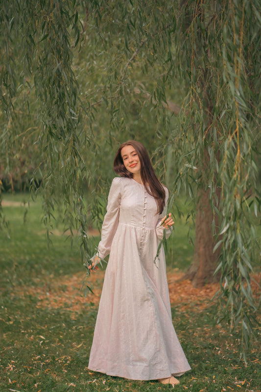 Amal Embroidered Cotton Maxi Dress - Lilac Whisper