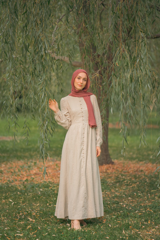 Amal Embroidered Cotton Maxi Dress - Sage