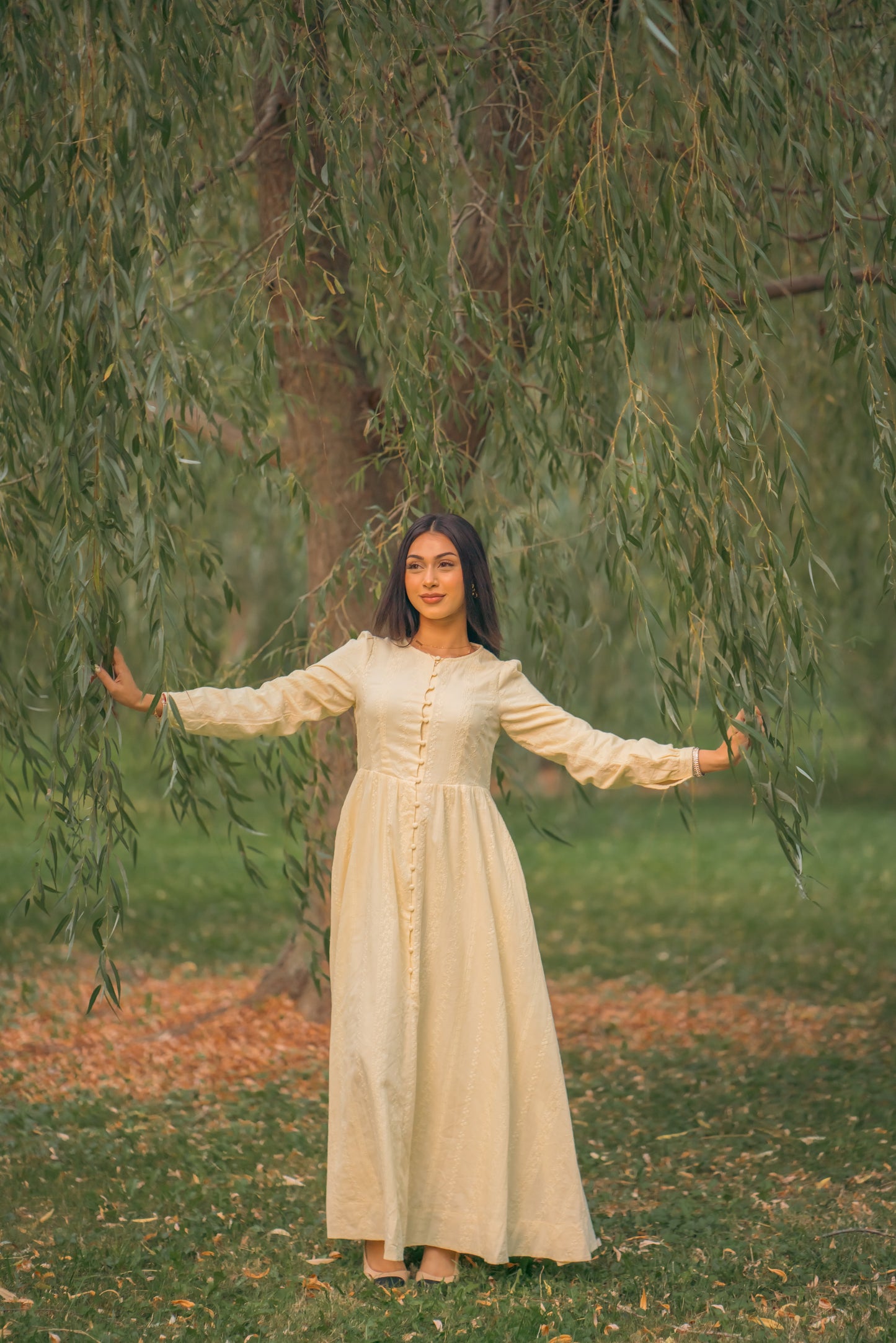 Amal Embroidered Cotton Maxi Dress - Butter Yellow