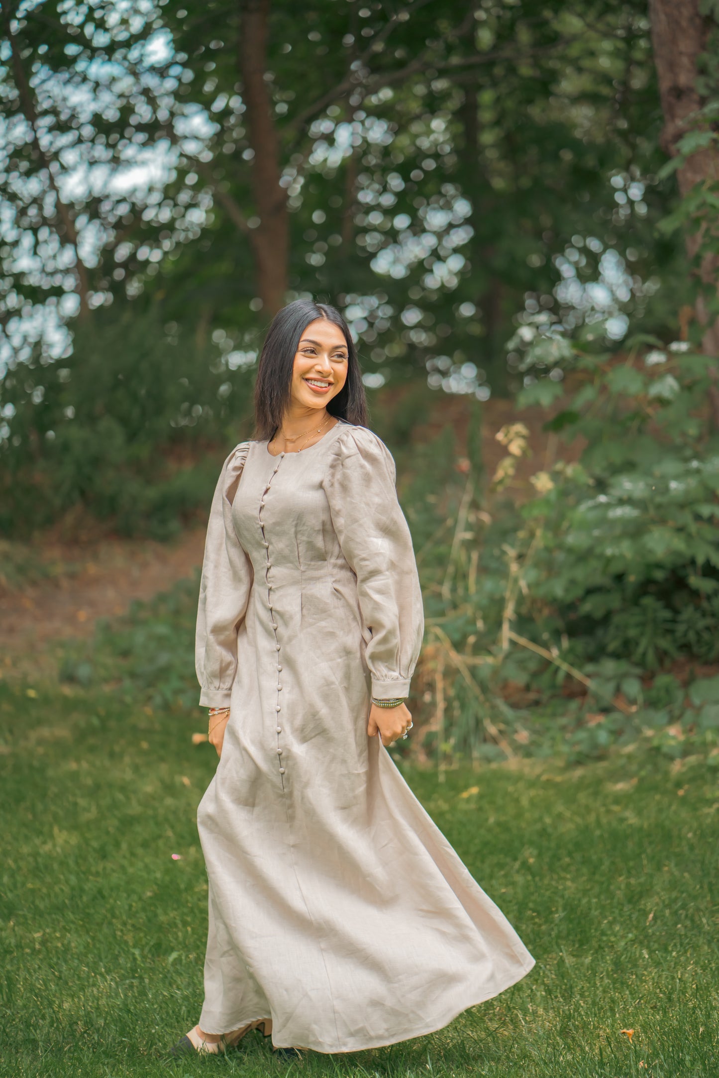 100% Linen Aira Maxi Dress - Sand