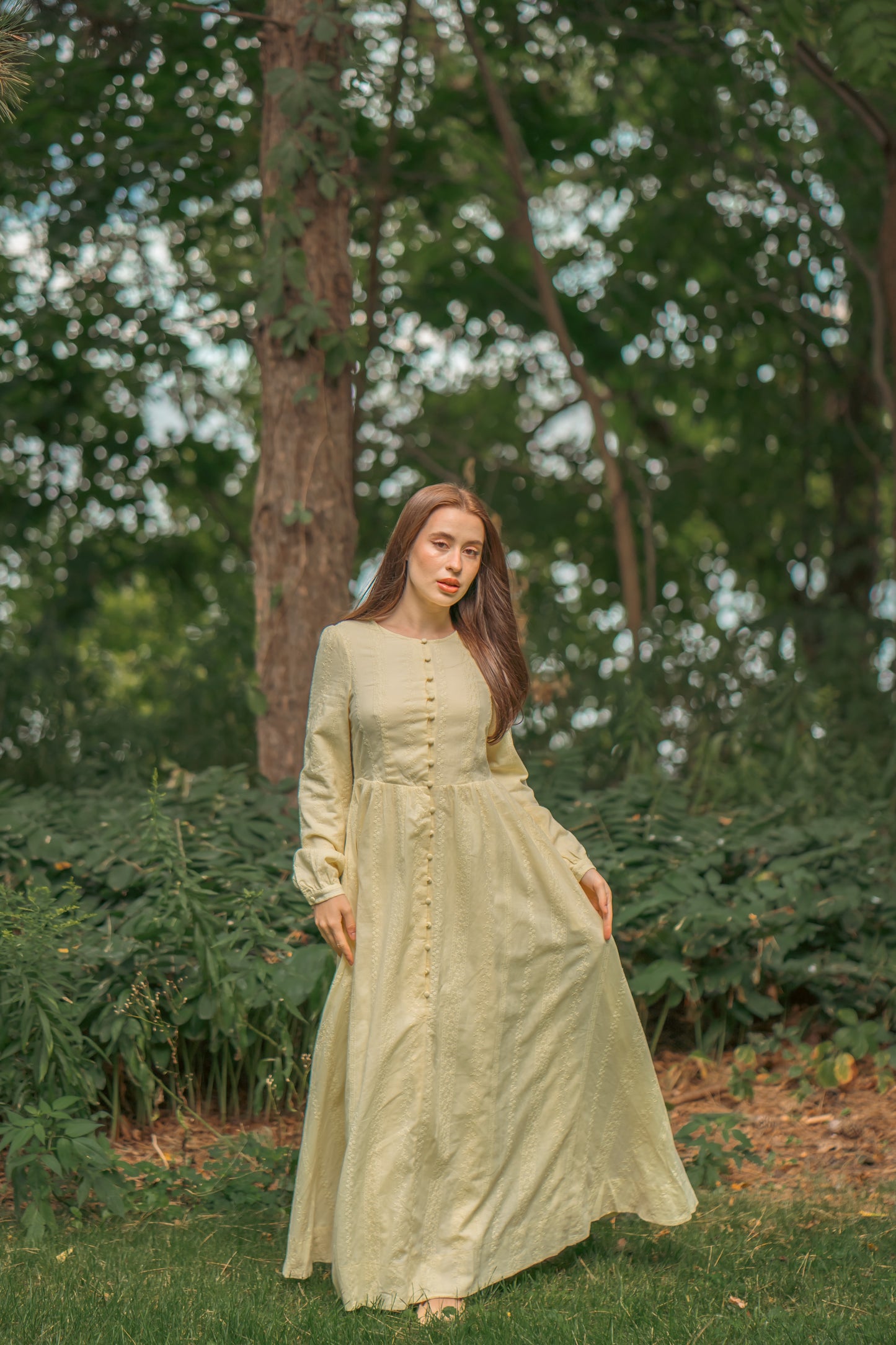 Amal Embroidered Cotton Maxi Dress - Butter Yellow