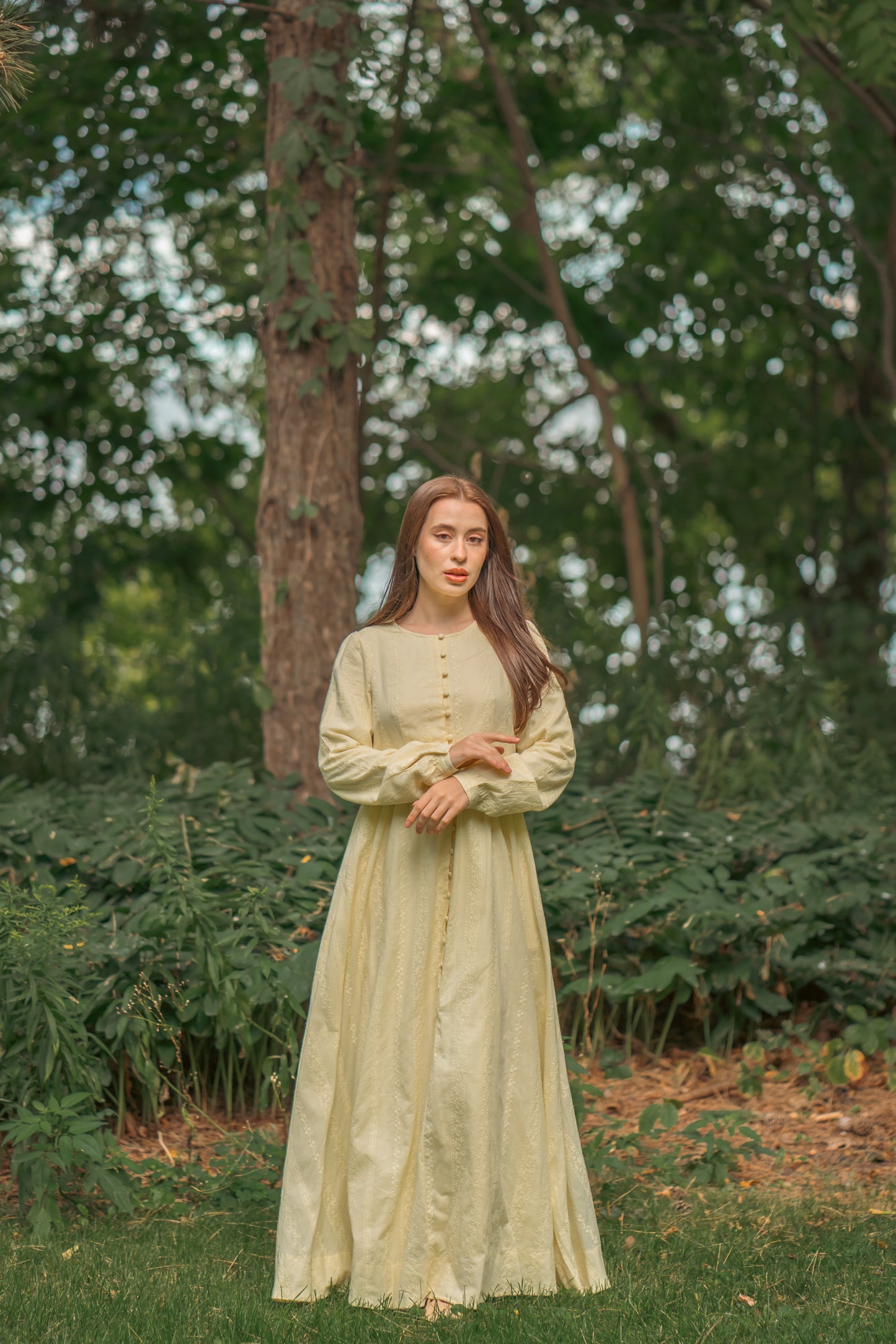 Amal Embroidered Cotton Maxi Dress - Butter Yellow