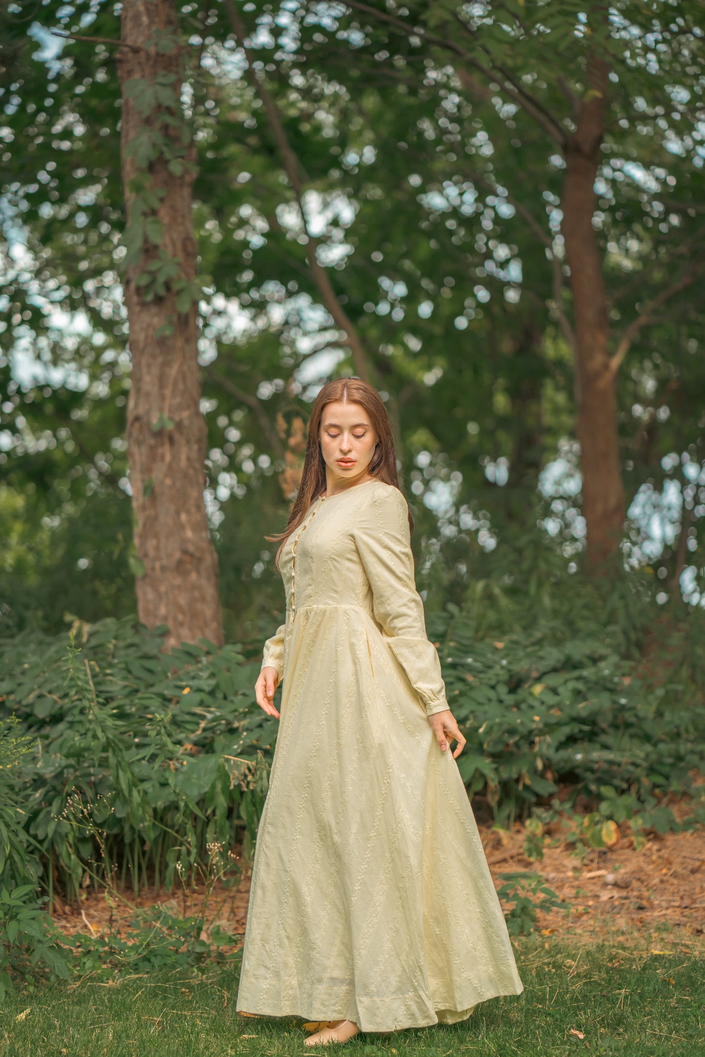 Amal Embroidered Cotton Maxi Dress - Butter Yellow