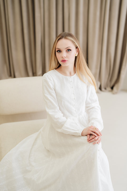 Amal Embroidered Cotton Maxi Dress - White