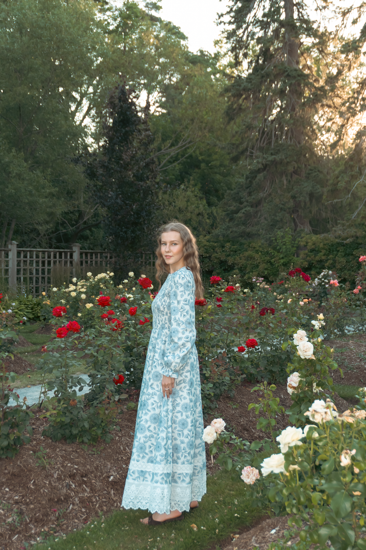 Yuna Cotton Maxi Dress - Blue Floral