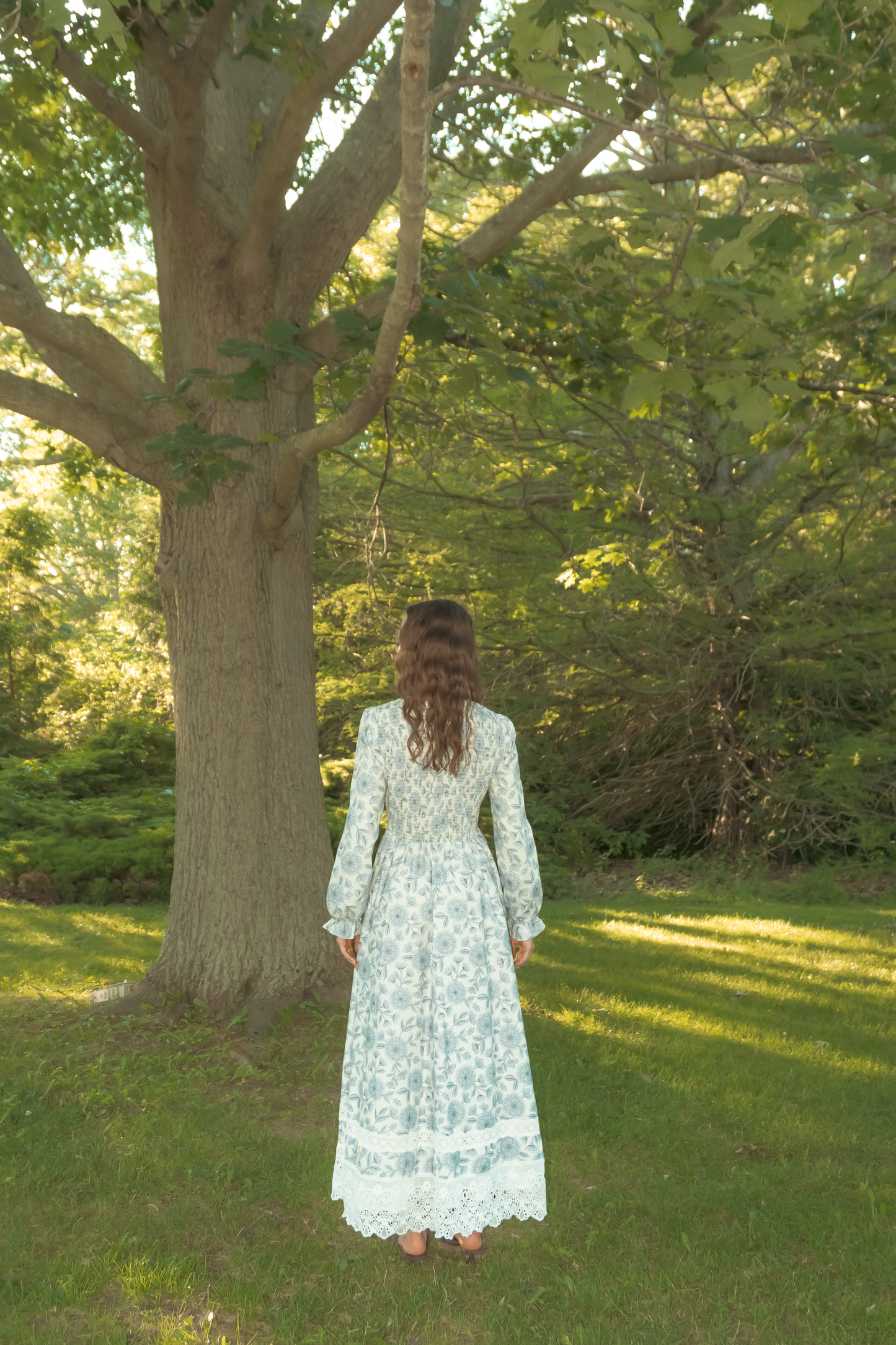 Yuna Cotton Maxi Dress - Blue Floral