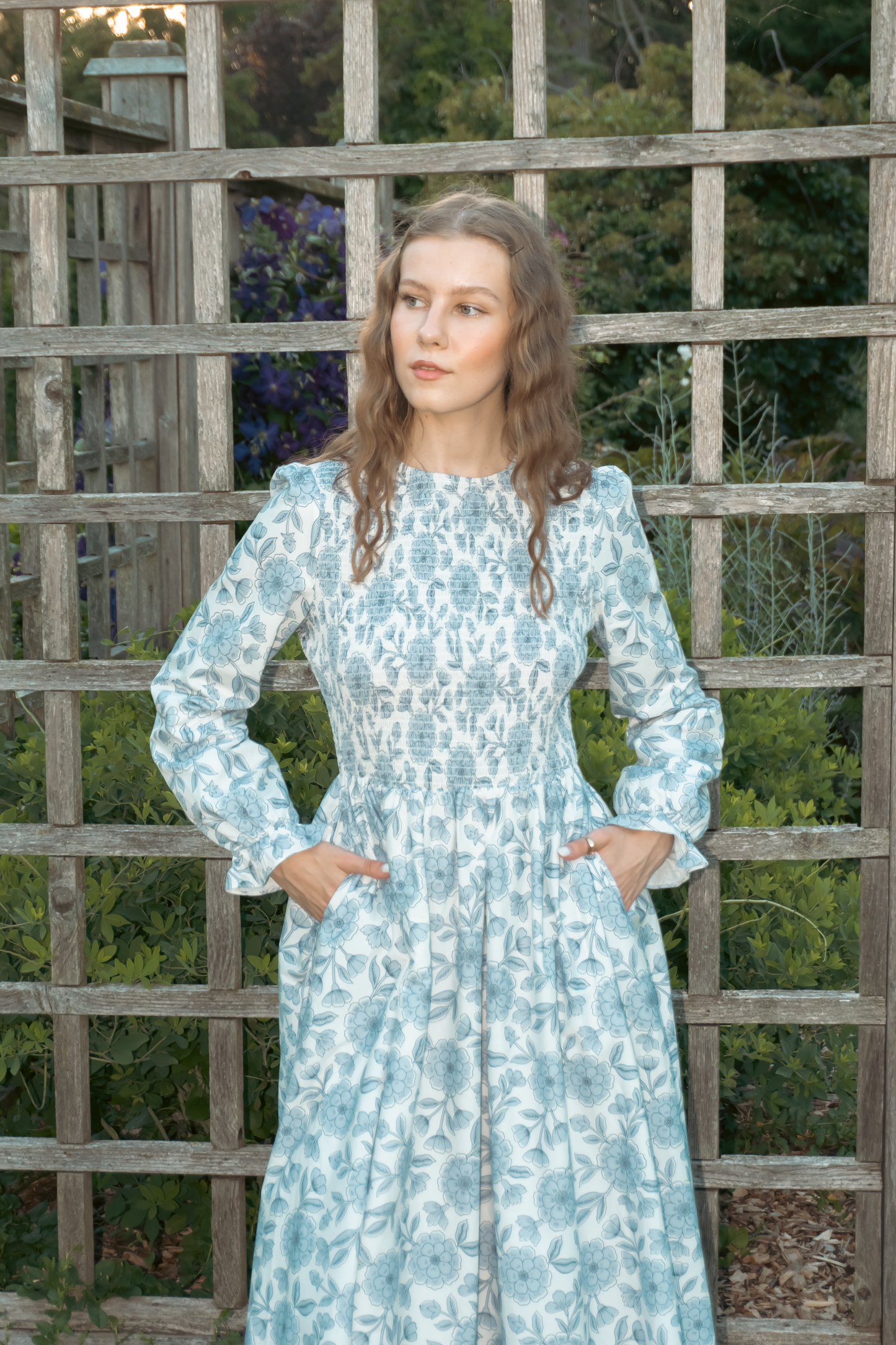 Yuna Cotton Maxi Dress - Blue Floral