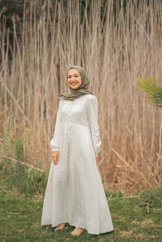 Amal Embroidered Cotton Maxi Dress - White