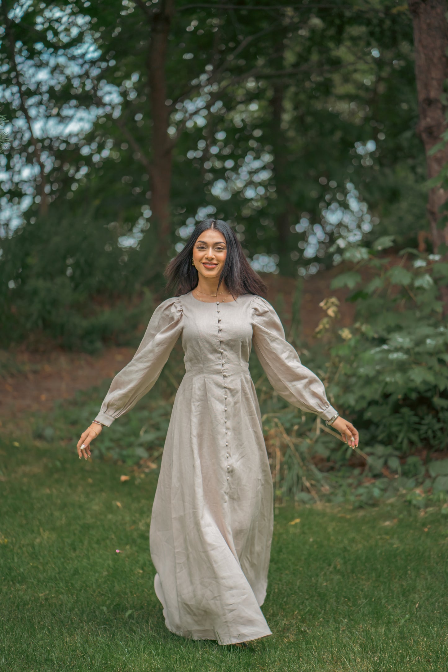 100% Linen Aira Maxi Dress - Sand