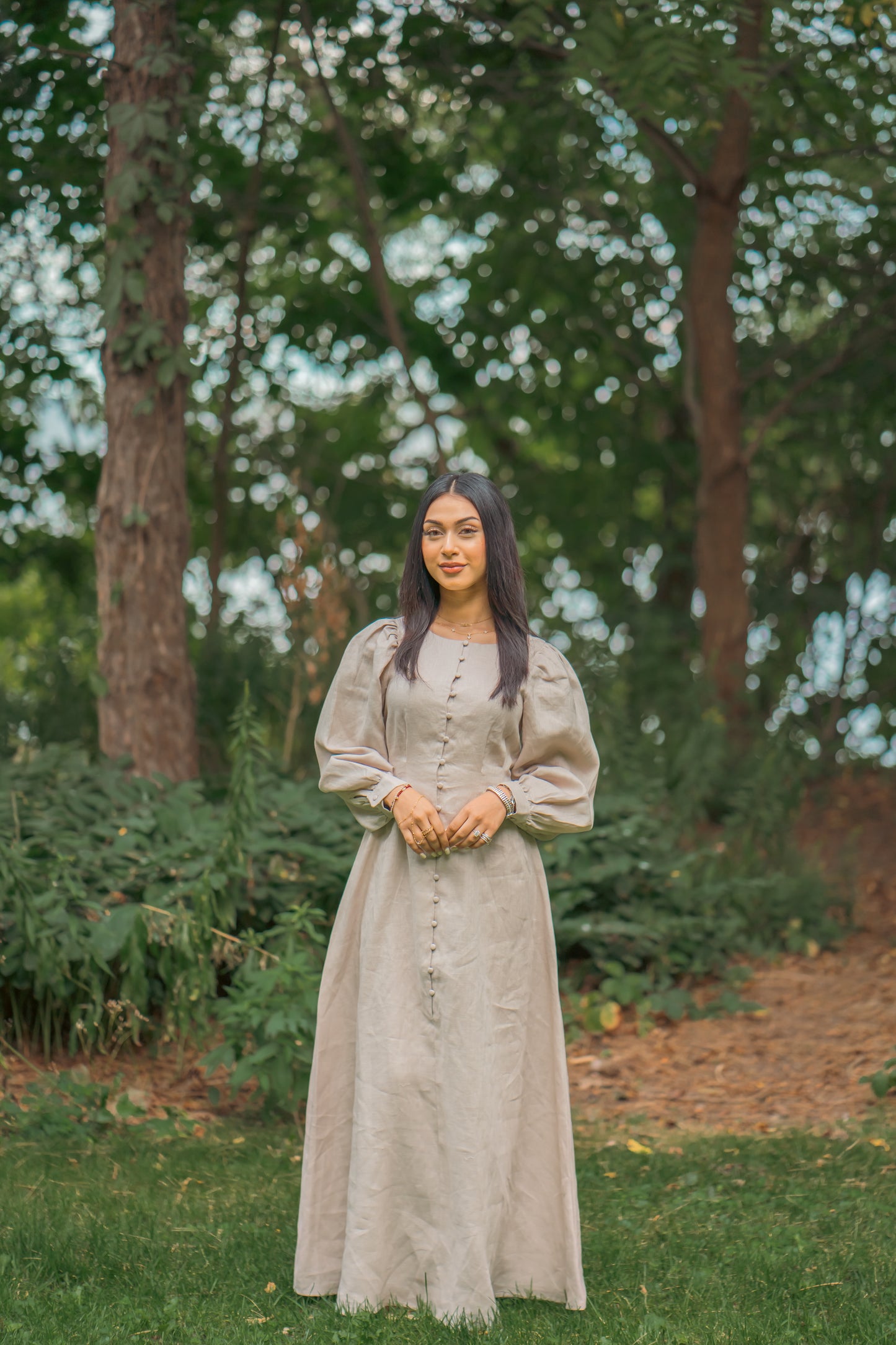 100% Linen Aira Maxi Dress - Sand
