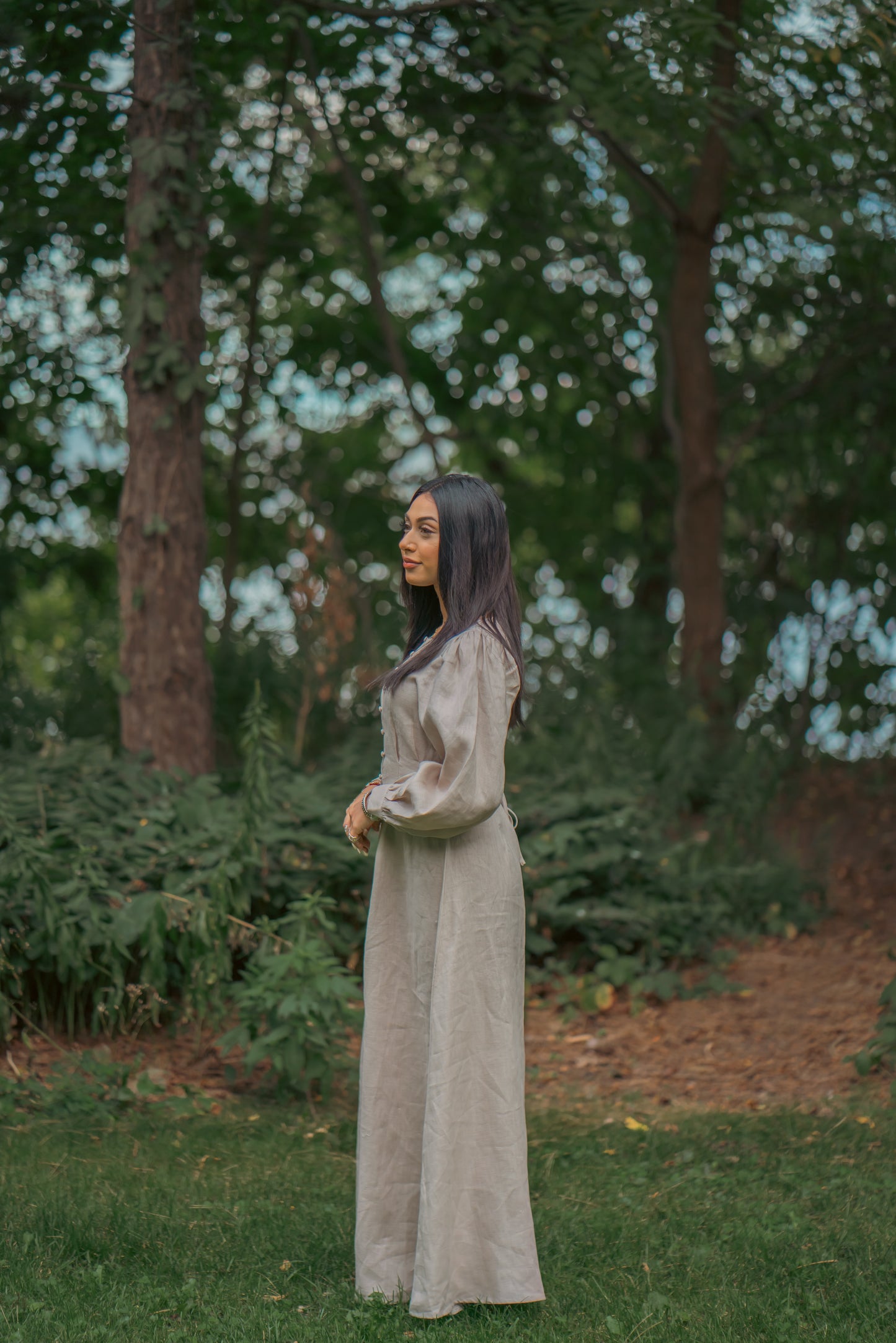 100% Linen Aira Maxi Dress - Sand