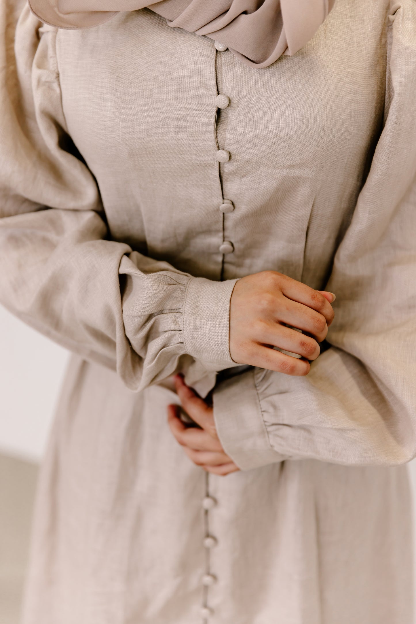 100% Linen Aira Maxi Dress - Sand