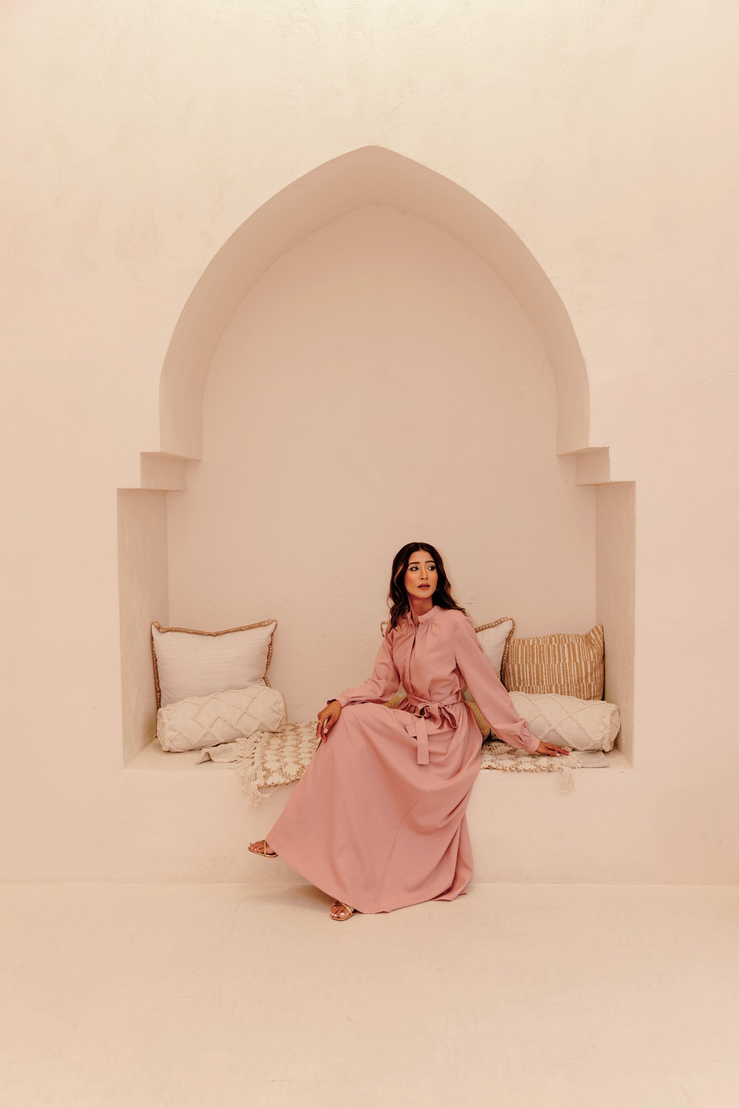 Zoya Linen Blend Shirt Dress - Blush