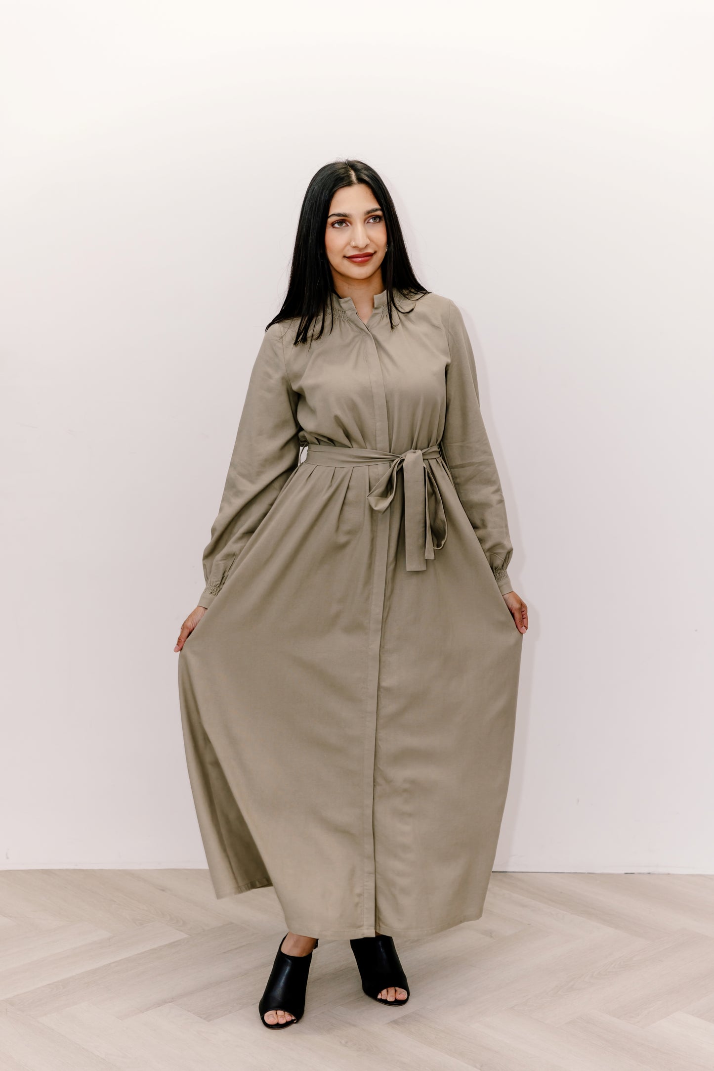 Robe chemise en lin mélangé Zoya - Sauge