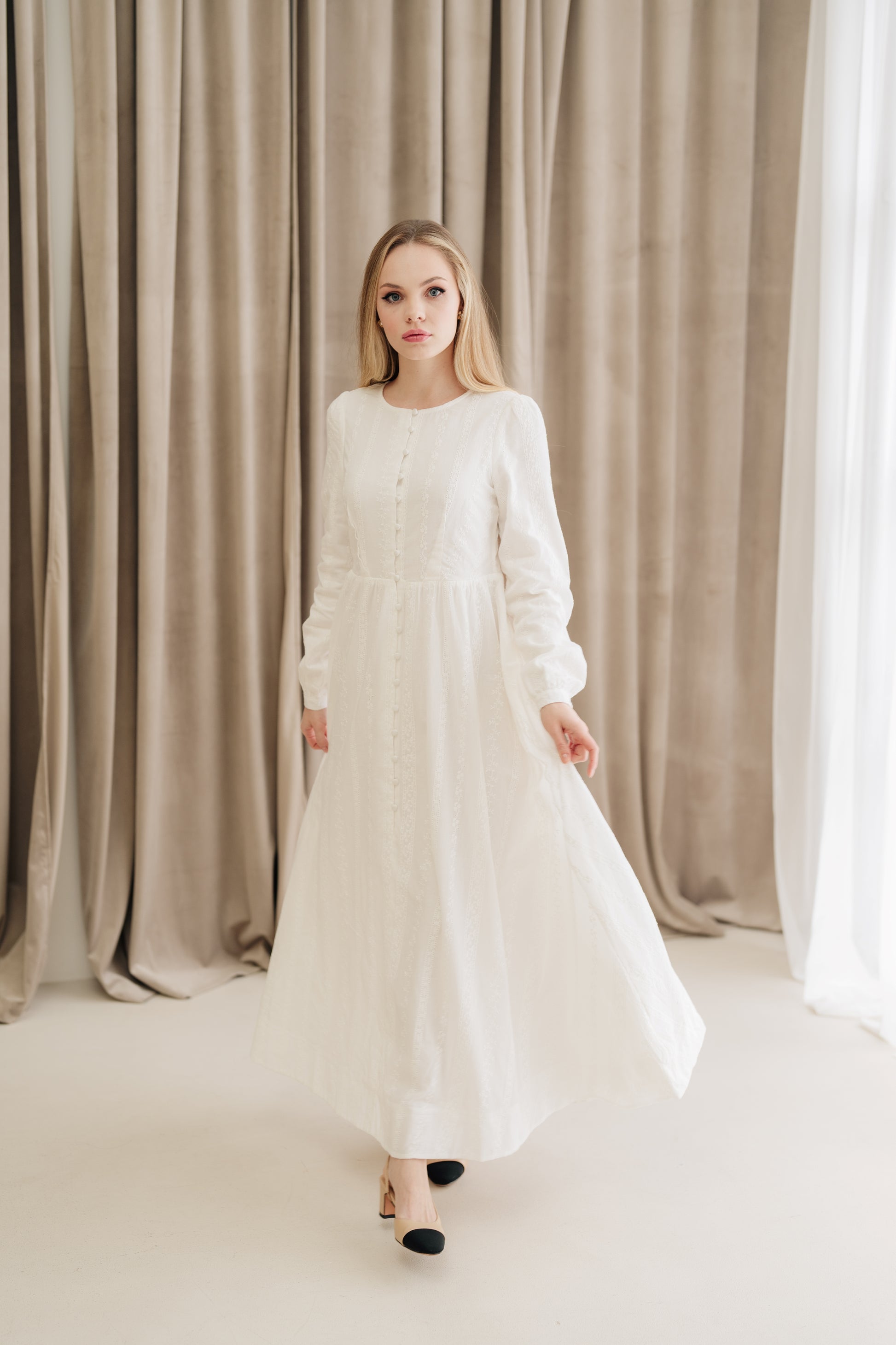 Amal Embroidered Cotton Maxi Dress - White ENROBE Amal Embroidered Cotton Maxi Dress - White ENROBE